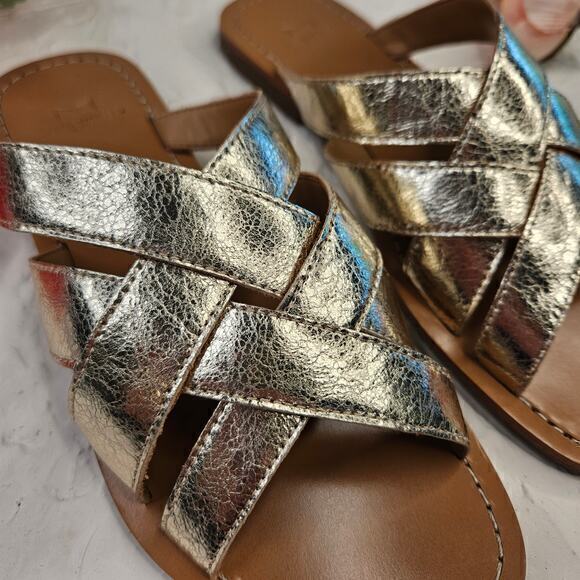 Marc Fisher Roony Gold Lattice Sandals Slides Size 5.5 - Picture 4 of 11